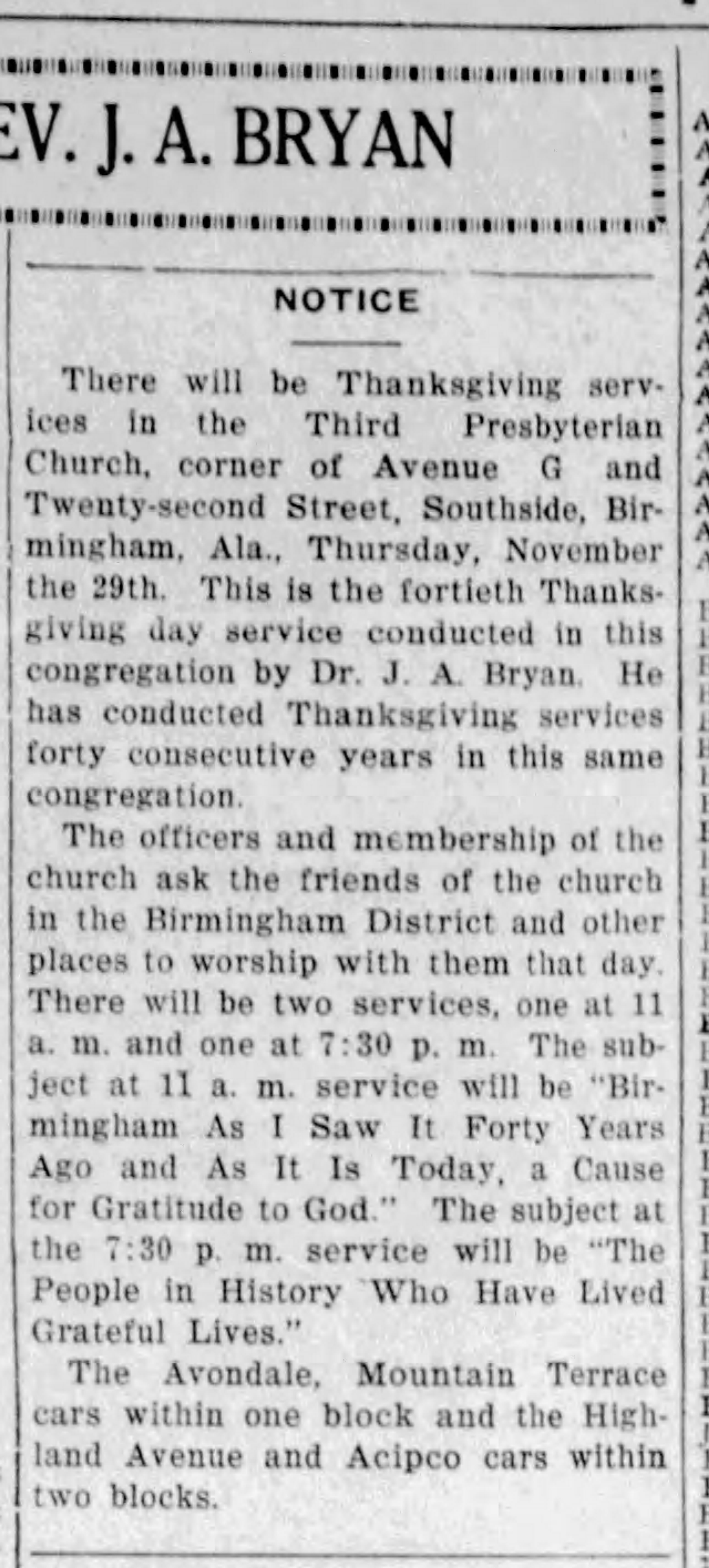 Thanksgiving Services